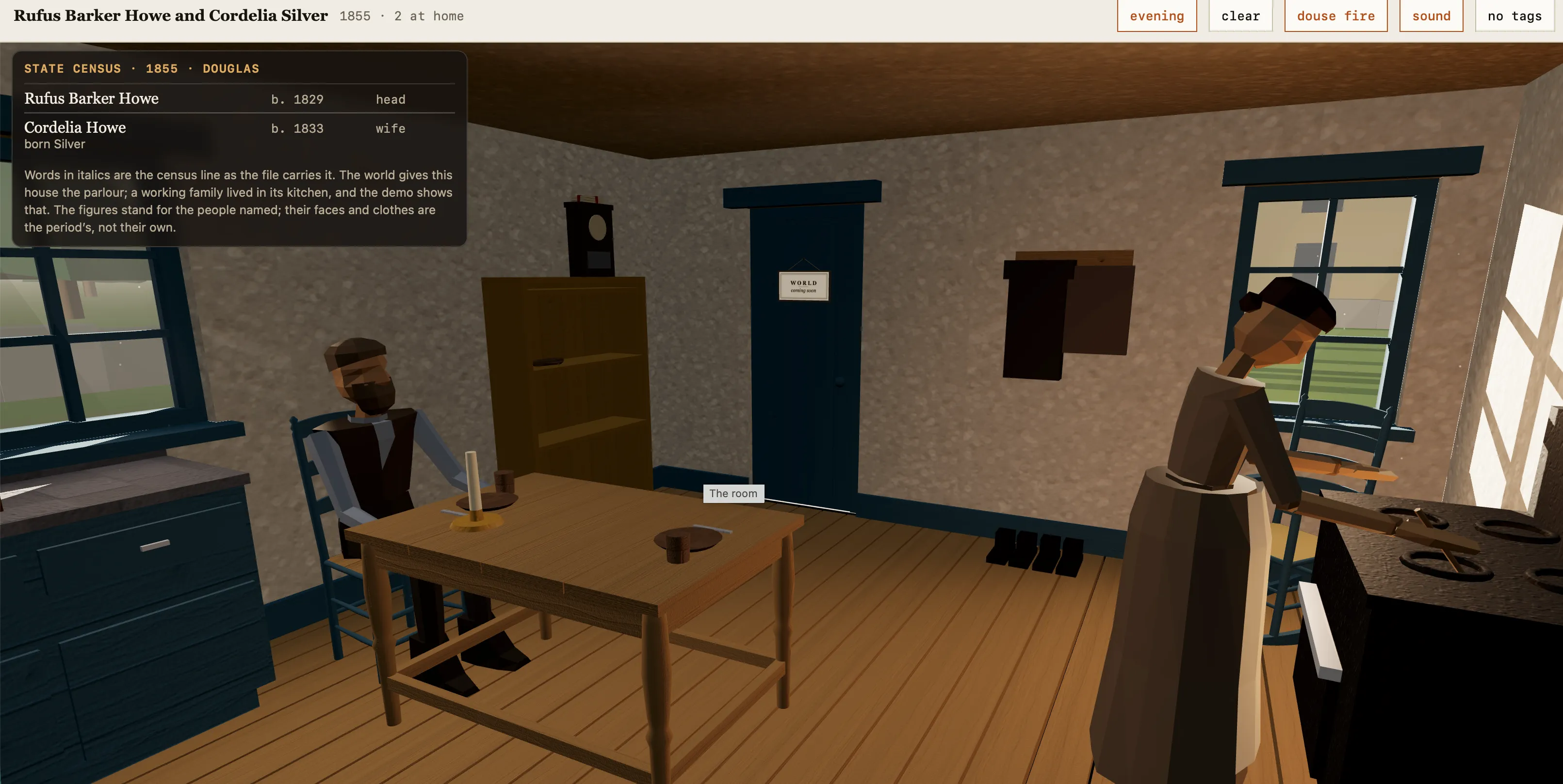 A household's room, around the hearth